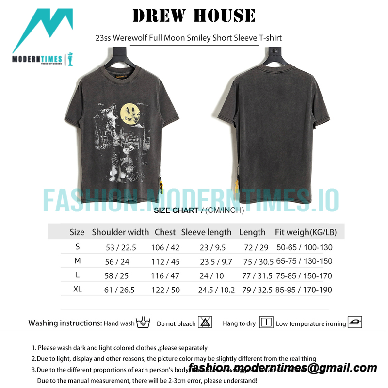   Drew House - 23ss Werewolf Full Moon Smiley Short Sleeve T-shirt
