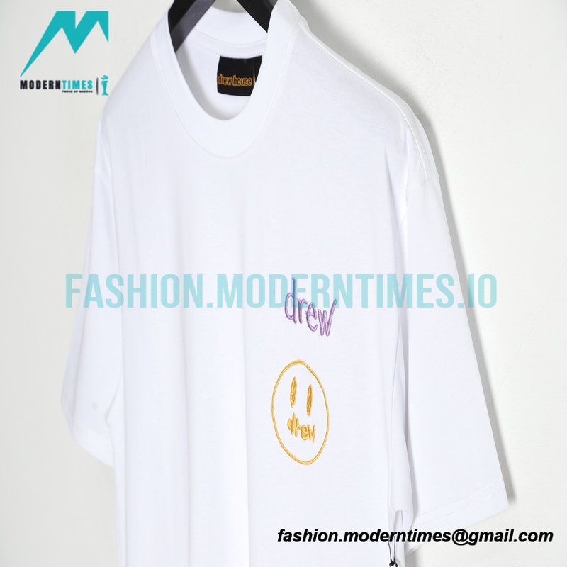 Drew House - Smiley Face Embroidered Short-sleeved T-shirt