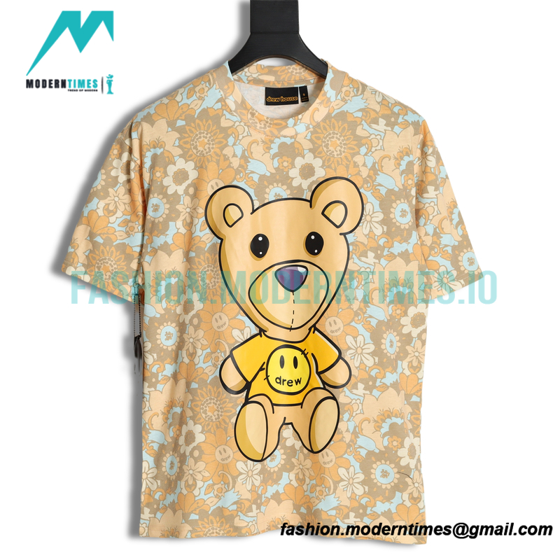 Drew House - Smiley Face Floral Bear Print Round Neck Short Sleeve