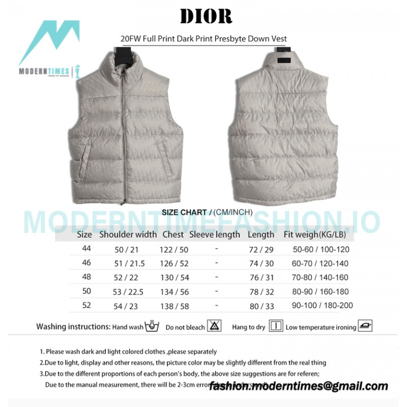 Dior - 20FW Full Print Dark Print Presbyte Down Vest
