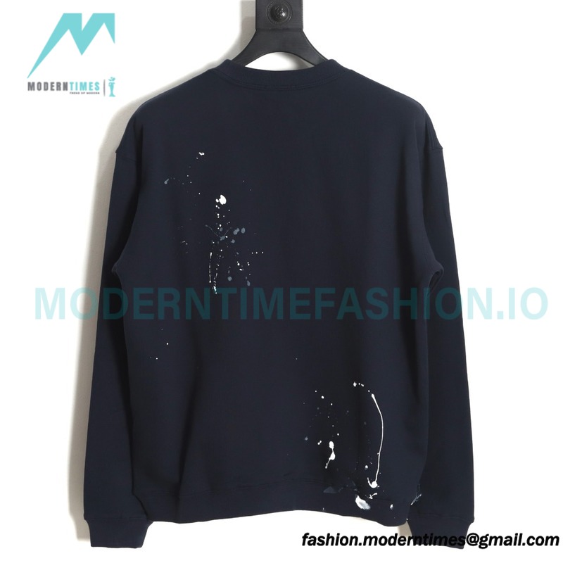 Dior - Splash Ink Embroidery Logo Round Neck Hoodie