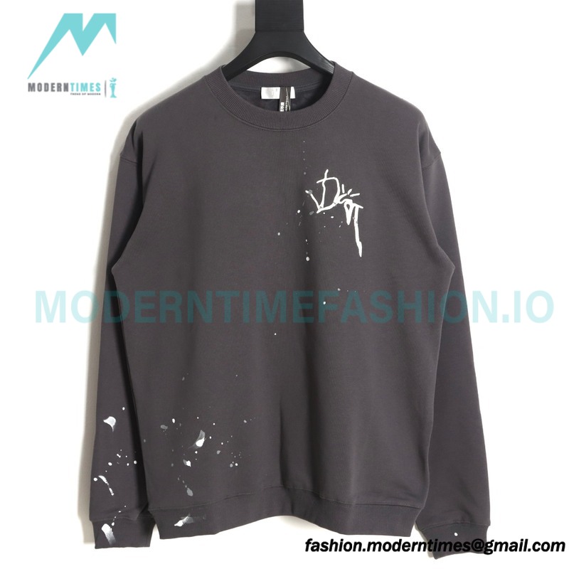Dior - Splash Ink Embroidery Logo Round Neck Hoodie