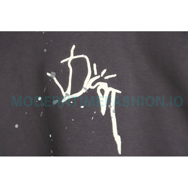 Dior - Splash Ink Embroidery Logo Round Neck Hoodie