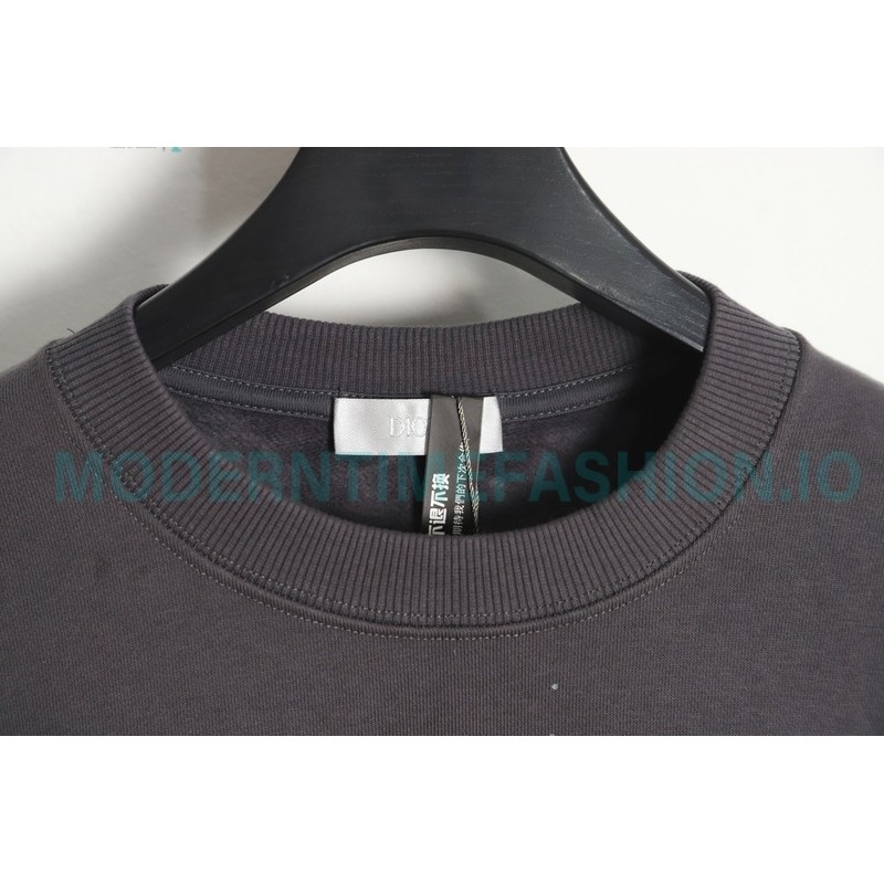 Dior - Splash Ink Embroidery Logo Round Neck Hoodie