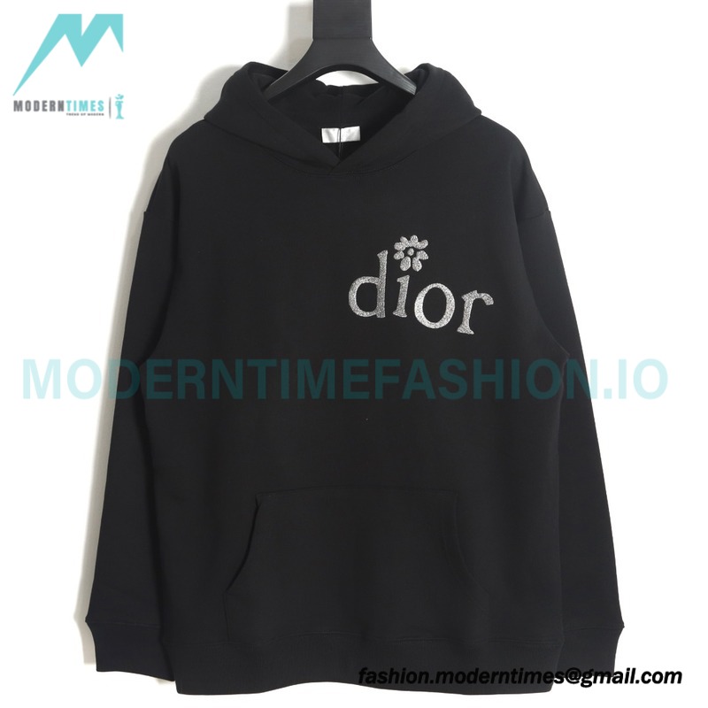 Dior - Erl Embroidered Floral Letter Cotton Hoodie