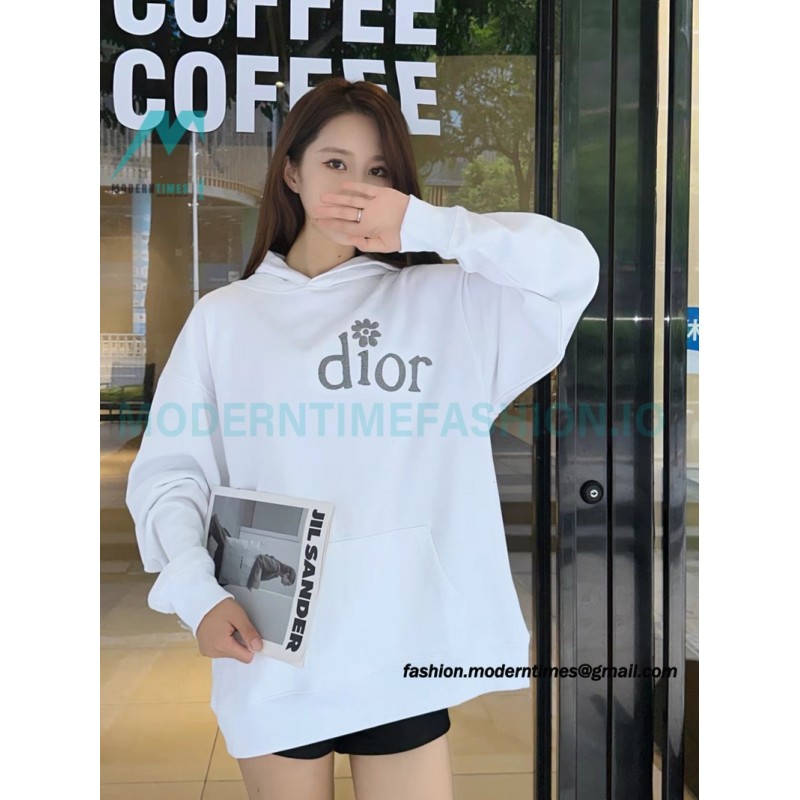 Dior - Erl Embroidered Floral Letter Cotton Hoodie