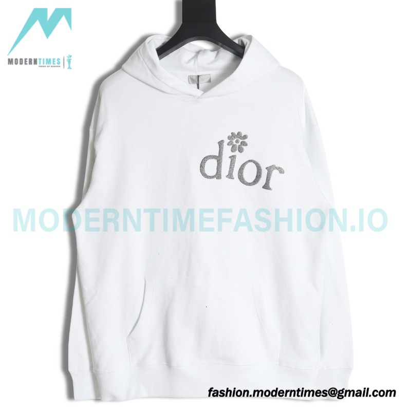 Dior - Erl Embroidered Floral Letter Cotton Hoodie