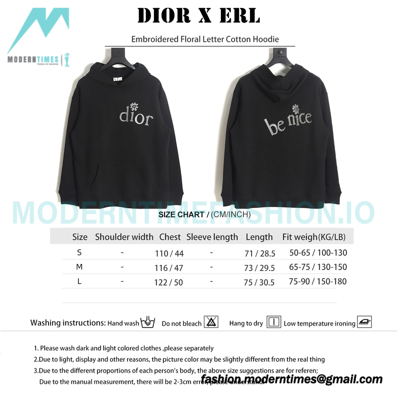 Dior - Erl Embroidered Floral Letter Cotton Hoodie