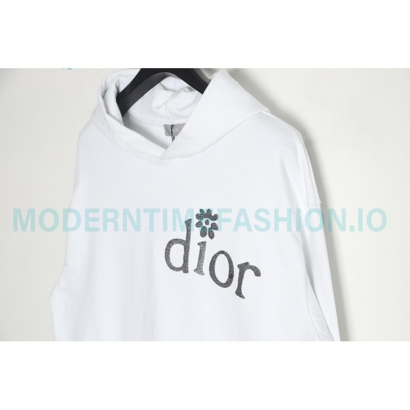 Dior - Erl Embroidered Floral Letter Cotton Hoodie