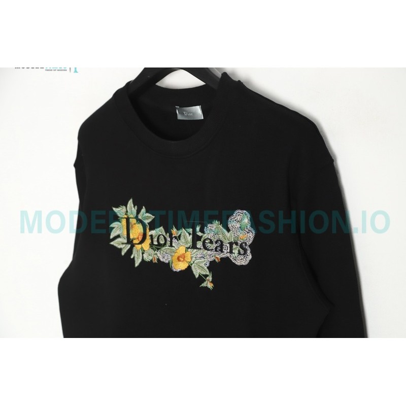 Dior - CD Floral Letter Logo Three-dimensional Embroidery Round Neck Hoodie