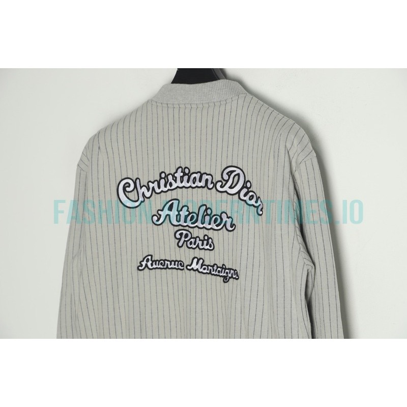 Dior - Vertical Strip Front And Back Embroidered Baseball Jacket 