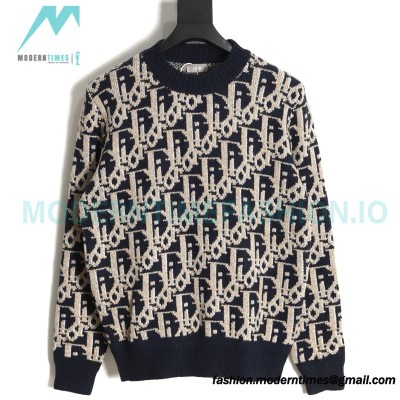 Dior - 22 New Full Print Jacquard Crewneck Sweater