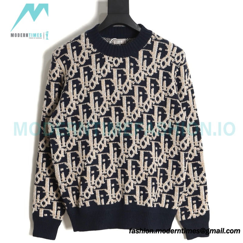 Dior - 22 New Full Print Jacquard Crewneck Sweater