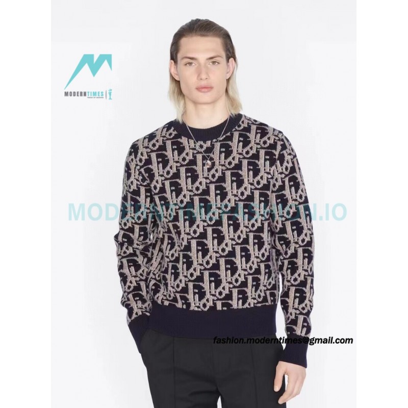Dior - 22 New Full Print Jacquard Crewneck Sweater
