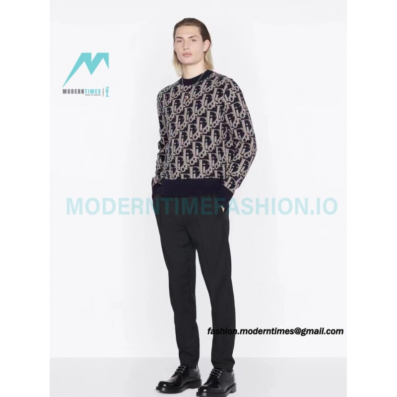 Dior - 22 New Full Print Jacquard Crewneck Sweater