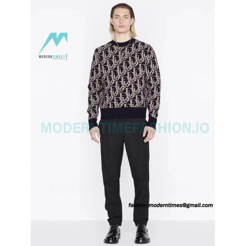 Dior - 22 New Full Print Jacquard Crewneck Sweater