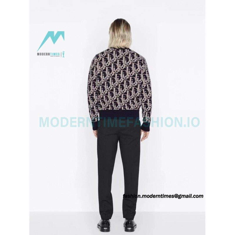 Dior - 22 New Full Print Jacquard Crewneck Sweater