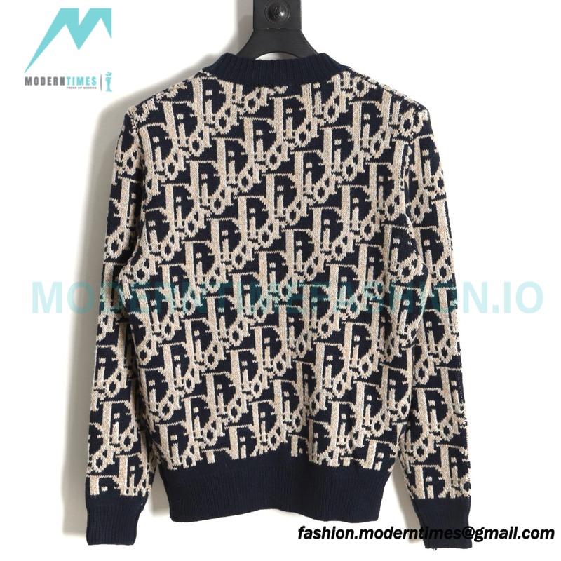 Dior - 22 New Full Print Jacquard Crewneck Sweater