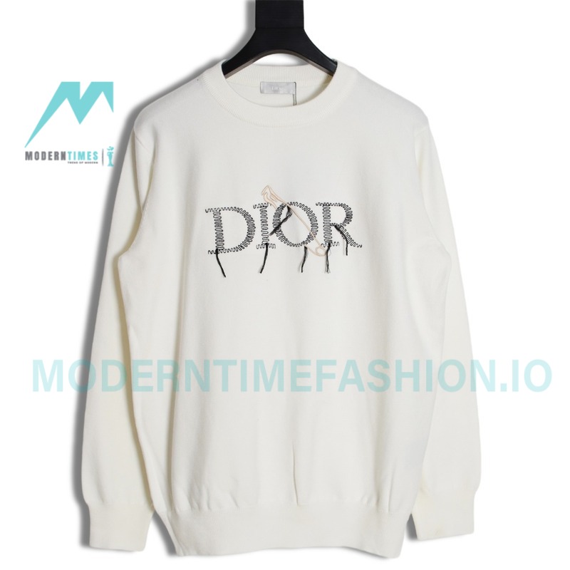 Dior - 23FW Embroidered Pin Fringe Knitted Sweater