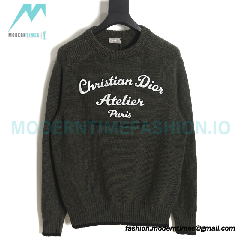Dior - 23Fw Embroidered Signature Letter Knit Sweater