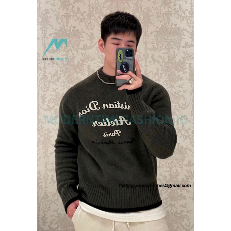 Dior - 23Fw Embroidered Signature Letter Knit Sweater