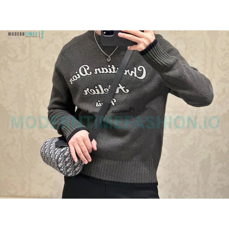 Dior - 23Fw Embroidered Signature Letter Knit Sweater