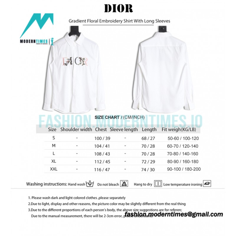 Dior - Gradient Floral Embroidery Shirt With Long Sleeves
