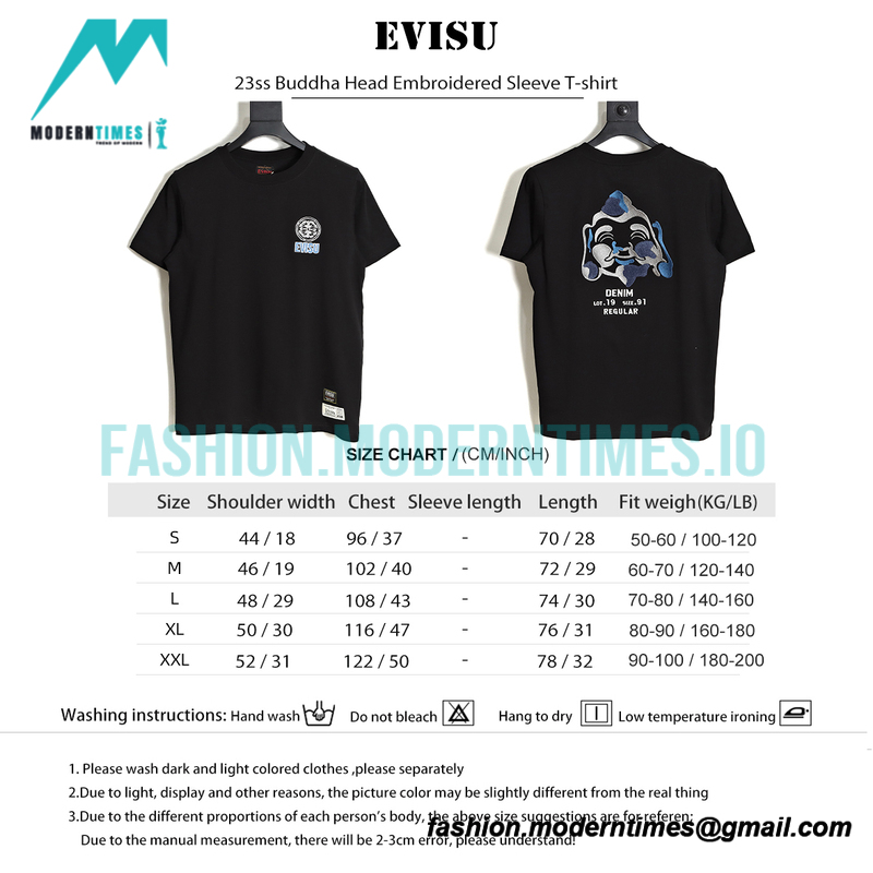 Evisu - 23ss Buddha Head Embroidered Sleeve T-shirt