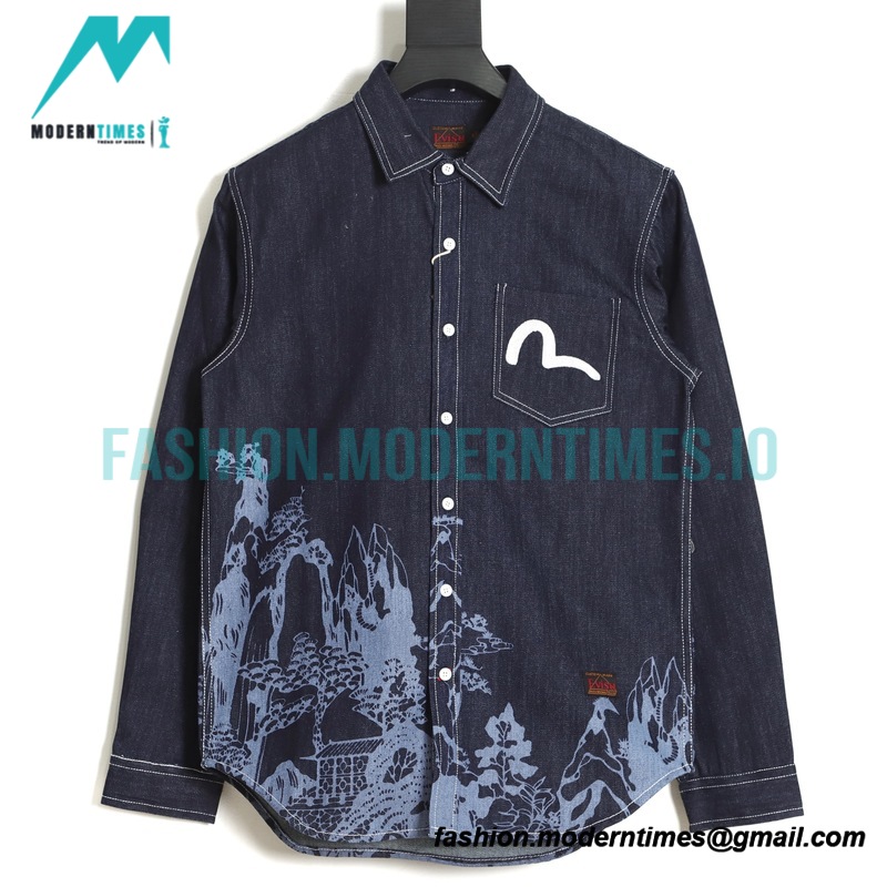 Evisu - 23ss Landscape Drawing Long-sleeved Shirt