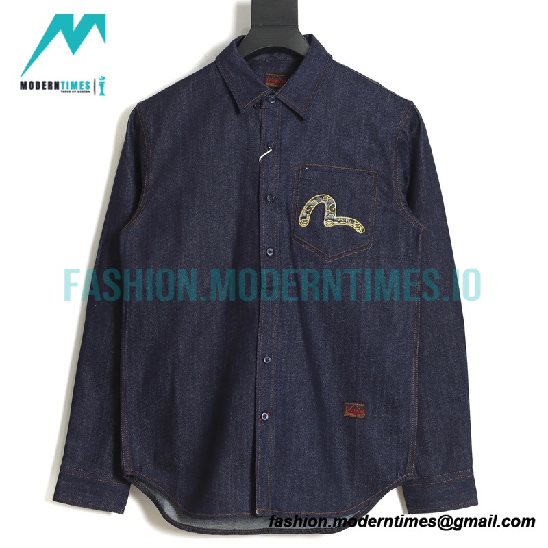 Evisu - 23fw Neptune Embroidered Big M Print Long Sleeve Shirt