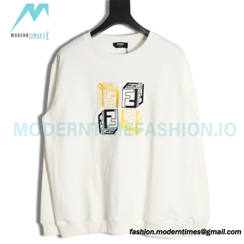 Fendi - Double F Embroidered Logo Round Neck Hoodie