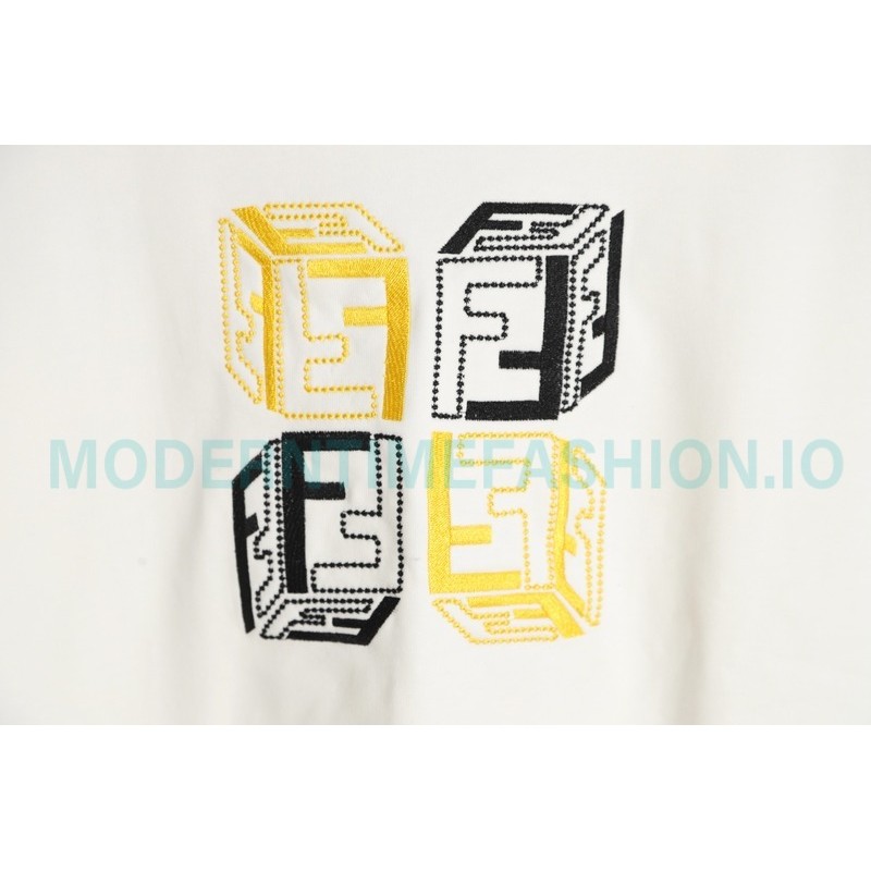 Fendi - Double F Embroidered Logo Round Neck Hoodie