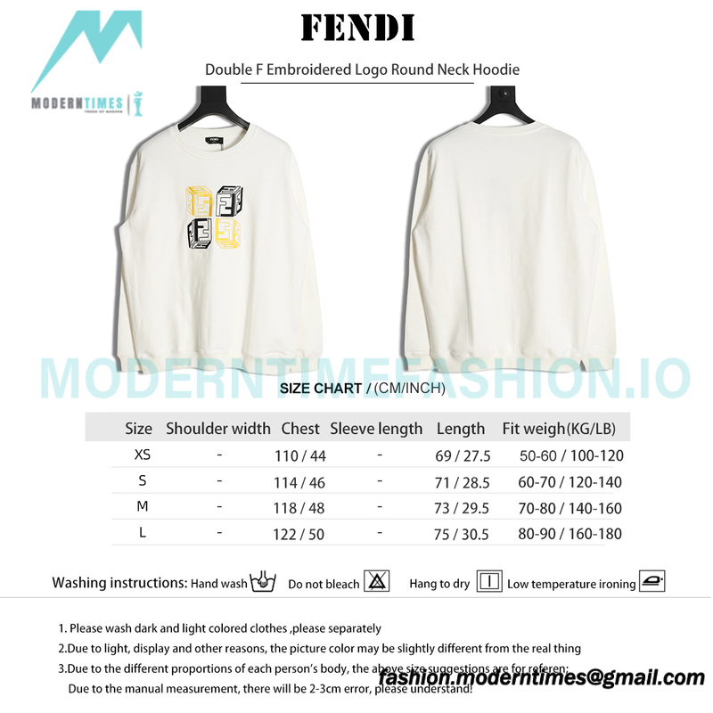 Fendi - Double F Embroidered Logo Round Neck Hoodie