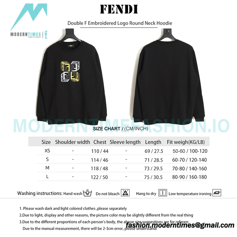 Fendi - Double F Embroidered Logo Round Neck Hoodie