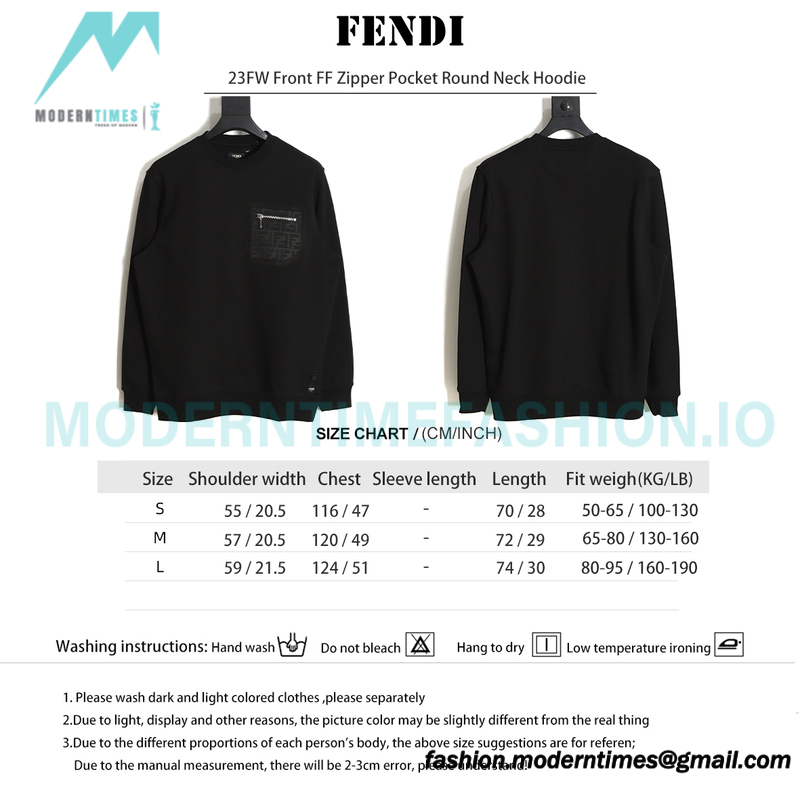 Fendi - 23FW Front FF Zipper Pocket Round Neck Hoodie