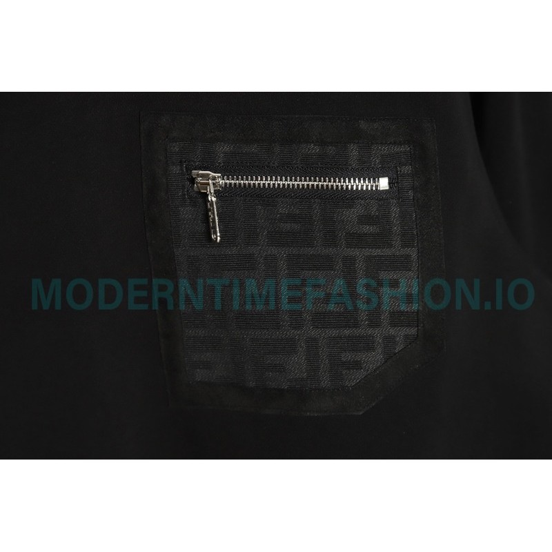 Fendi - 23FW Front FF Zipper Pocket Round Neck Hoodie