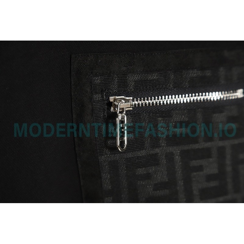 Fendi - 23FW Front FF Zipper Pocket Round Neck Hoodie
