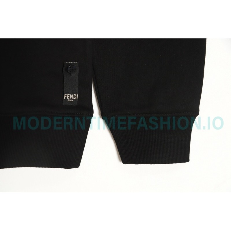 Fendi - 23FW Front FF Zipper Pocket Round Neck Hoodie