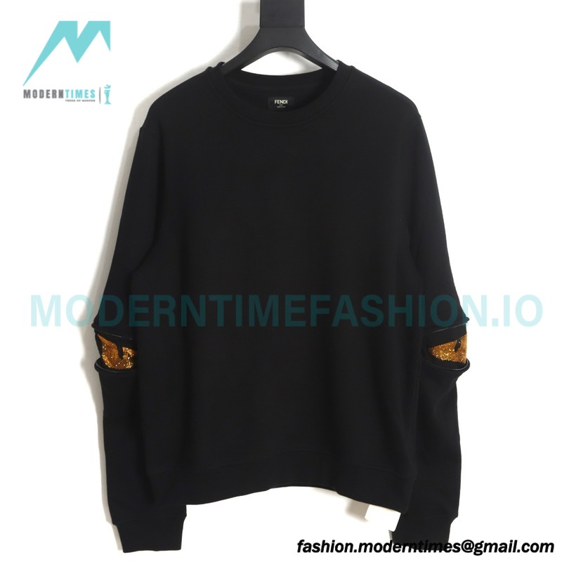 Fendi - Little Monster Glasses Crew-neck Hoodie With Diamond Sleeves