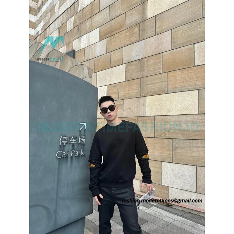 Fendi - Little Monster Glasses Crew-neck Hoodie With Diamond Sleeves