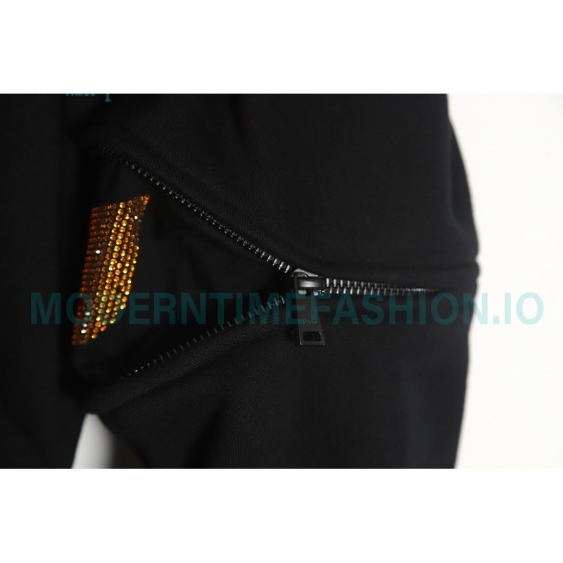 Fendi - Little Monster Glasses Crew-neck Hoodie With Diamond Sleeves