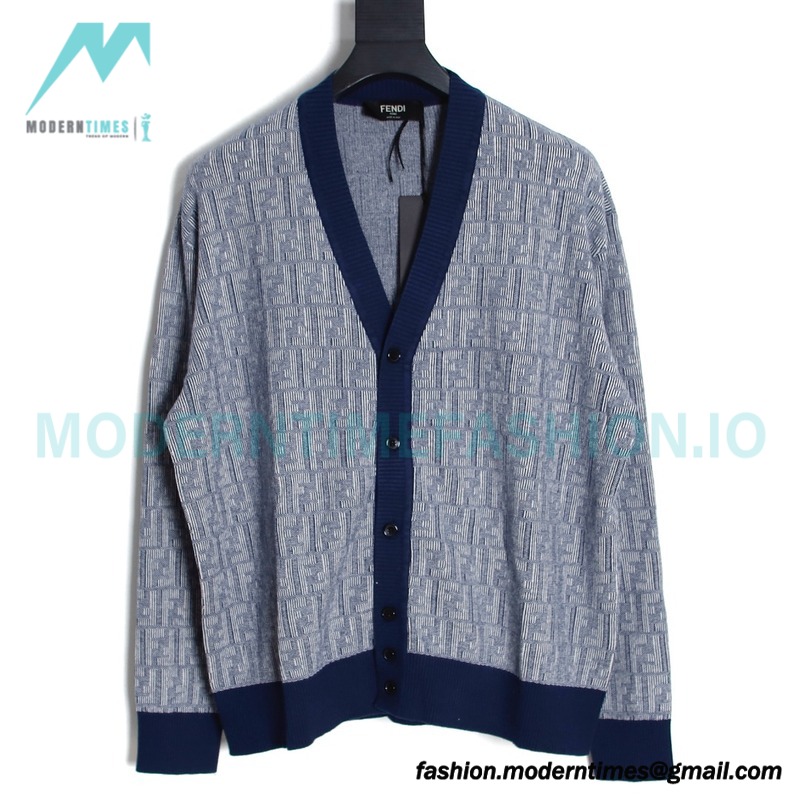 Fendi - 23FW FF Printed Wool Long Sleeve Knit Cardigan