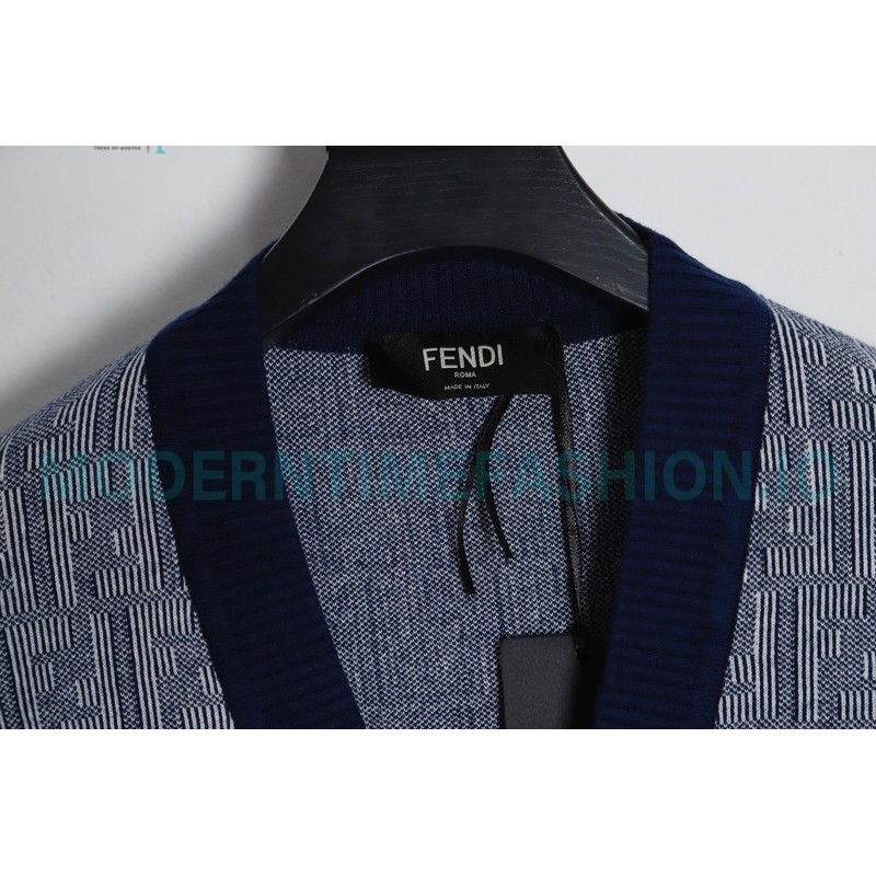 Fendi - 23FW FF Printed Wool Long Sleeve Knit Cardigan