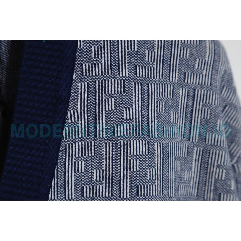 Fendi - 23FW FF Printed Wool Long Sleeve Knit Cardigan