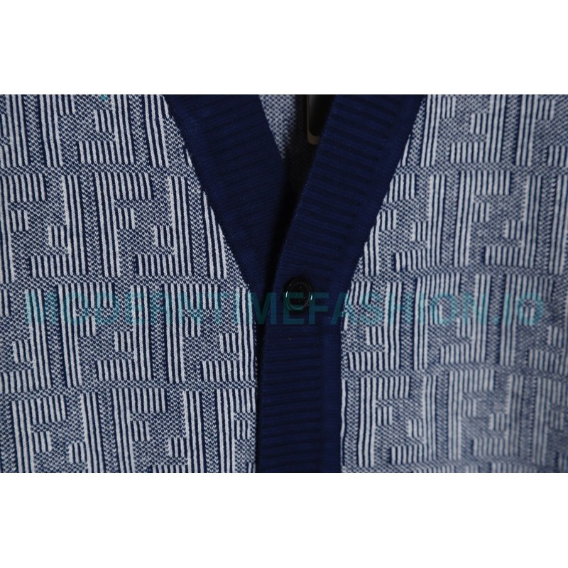 Fendi - 23FW FF Printed Wool Long Sleeve Knit Cardigan