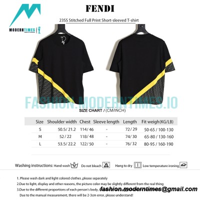 Fendi - 23SS Stitched Full Print Short-sleeved T-shirt