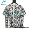 Fendi- 23SS Black-White Full Letter-printed Short-sleeved T-shirt