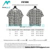 Fendi- 23SS Black-White Full Letter-printed Short-sleeved T-shirt