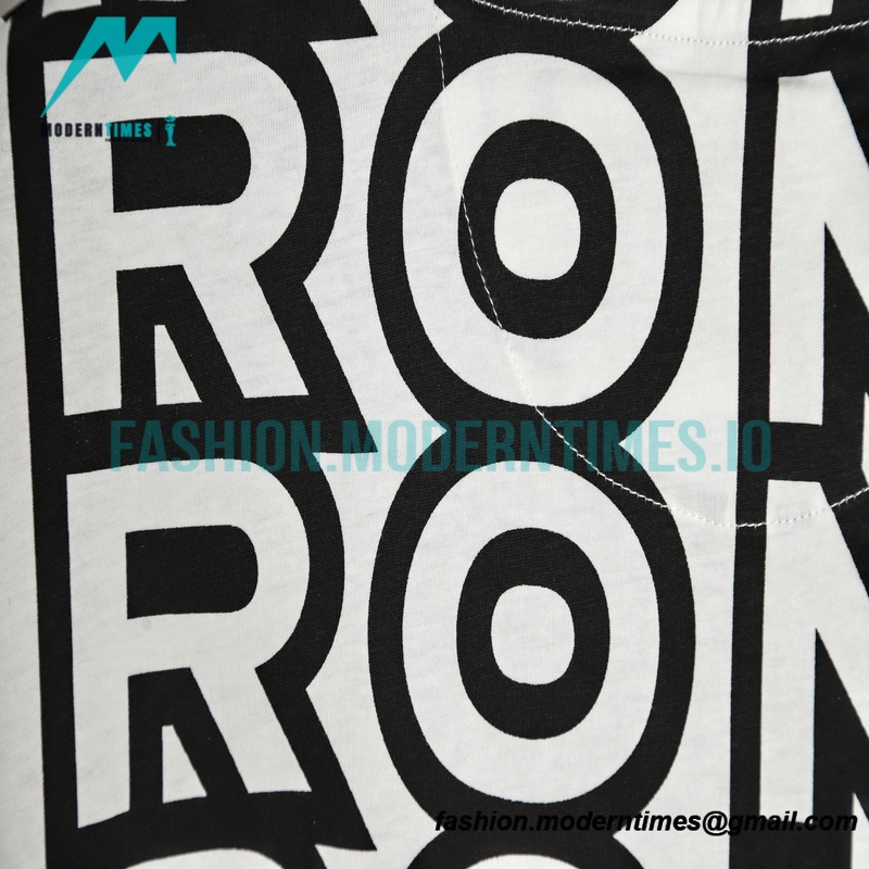 Fendi- 23SS Black-White Full Letter-printed Short-sleeved T-shirt