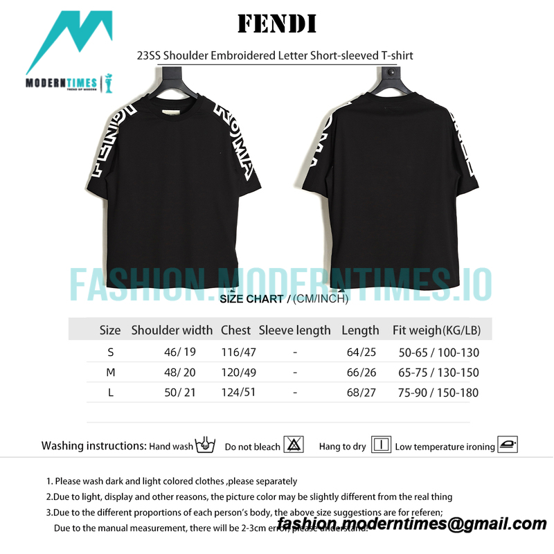 Fendi - 23SS Shoulder Embroidered Letter Short-sleeved T-shirt